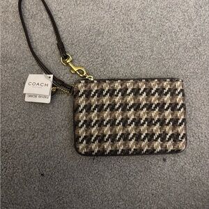Coach Brown and Cream Patterned Wristlet